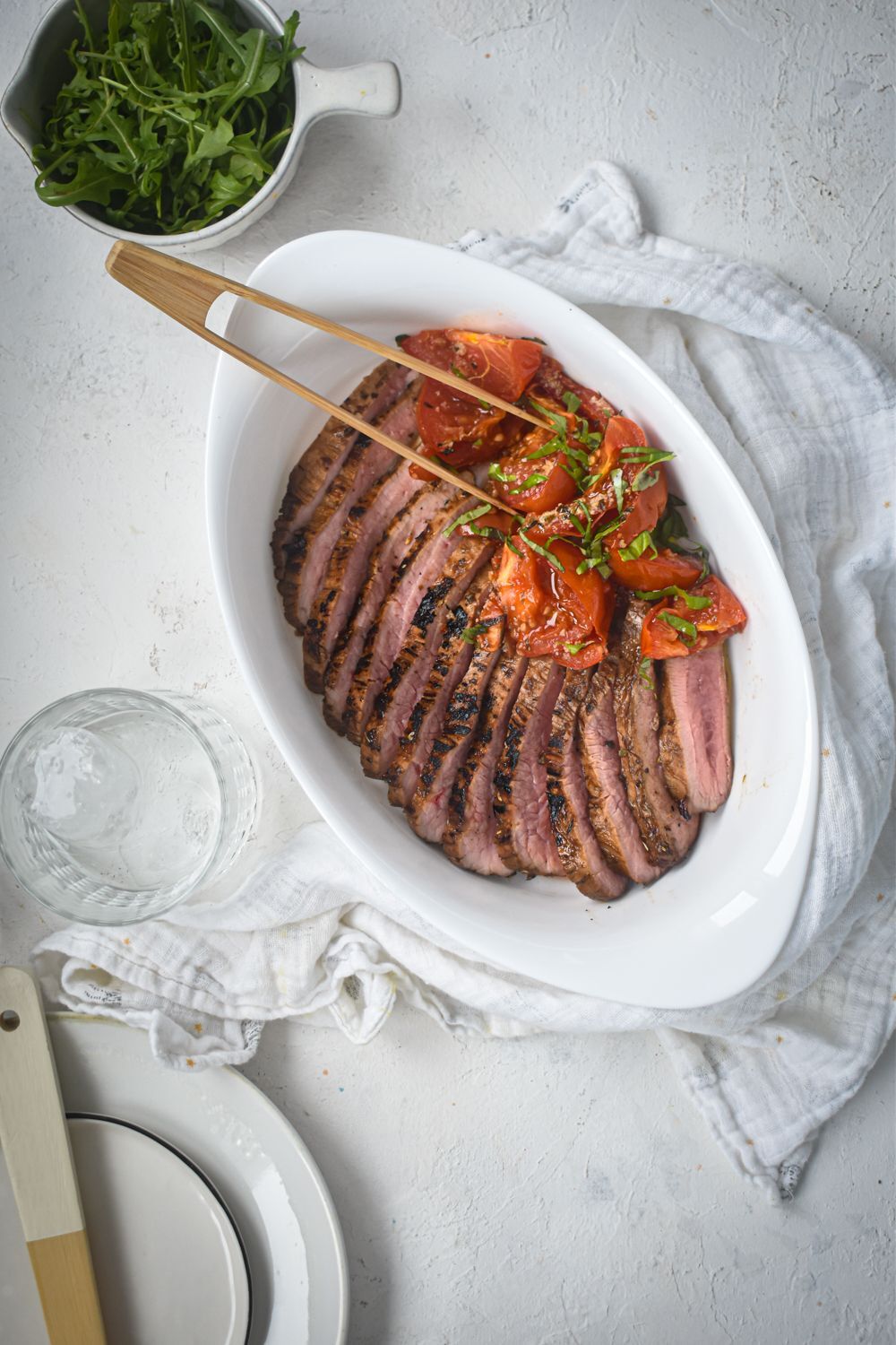 Balsamic Flank Steak With Roasted Tomatoes Slender Kitchen 