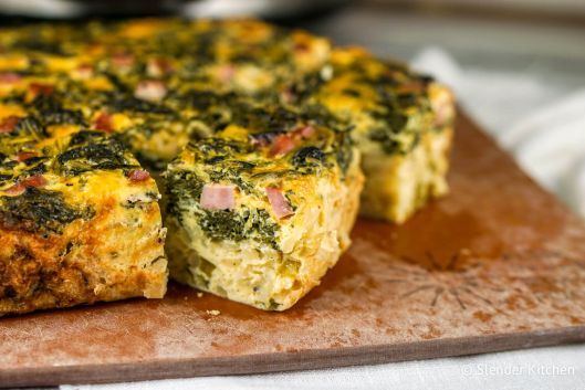 Slow Cooker Breakfast Casserole with Ham, Cheese, and Spinach - Slender ...