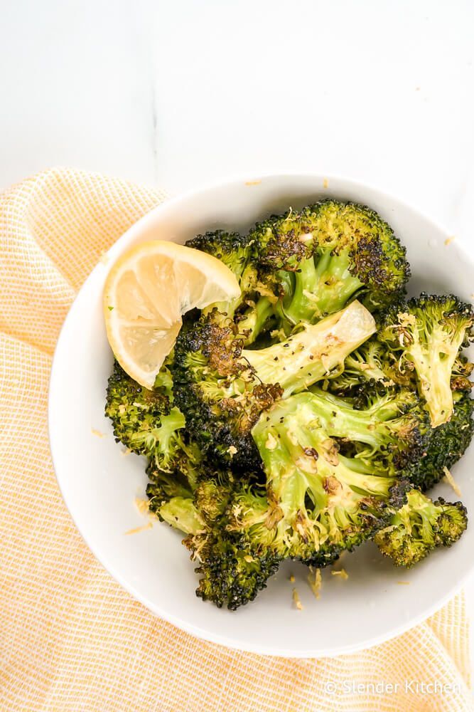 Roasted Broccoli Recipe In a white bowl, add lemon zest and garlic.