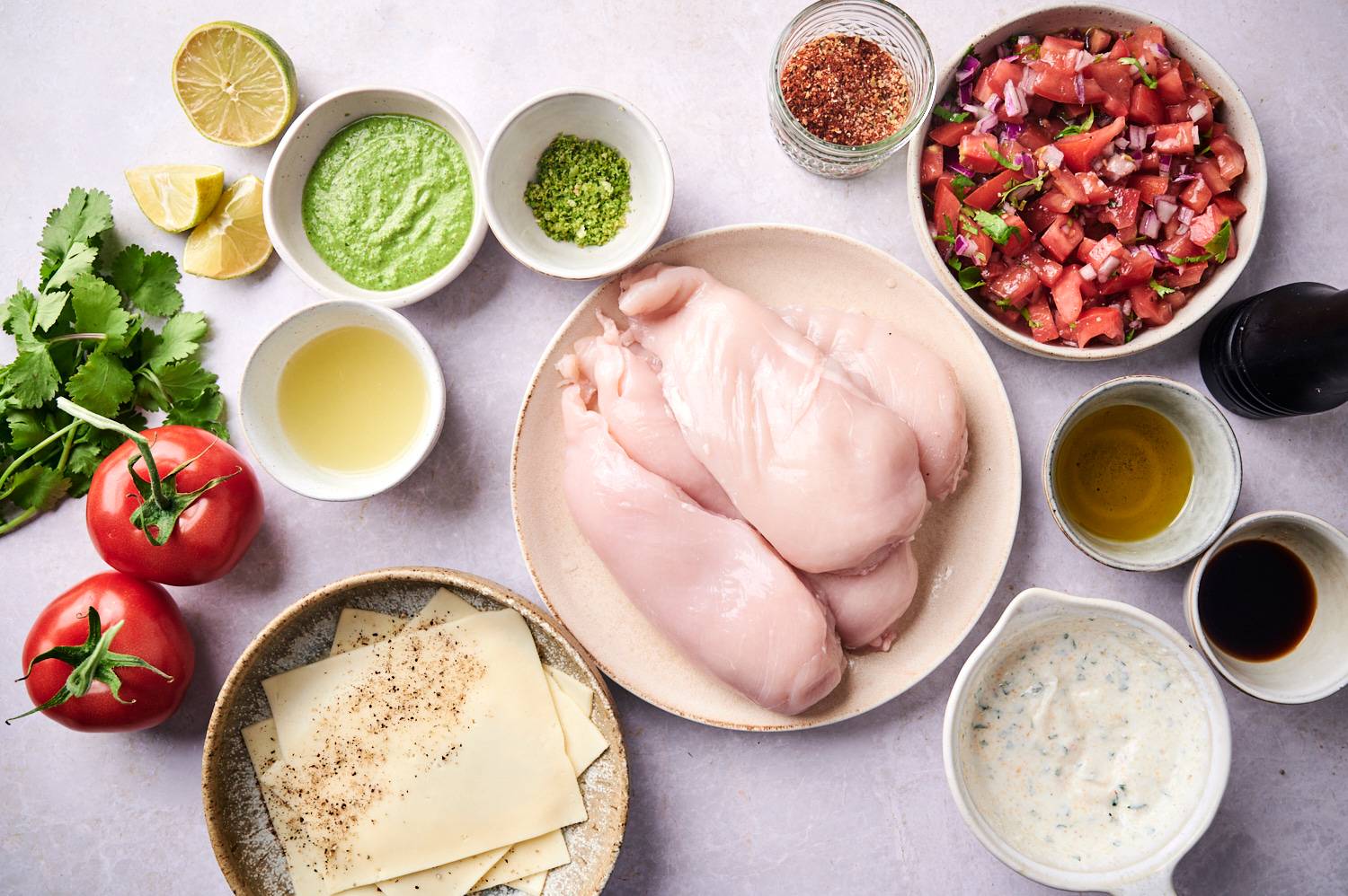 Ingredients for Fiesta Lime Chicken including chicken breast, taco seasoning, lime juice, 