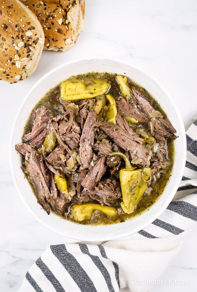Slow Cooker Pepperoncini Beef aka Drip Beef Slender Kitchen