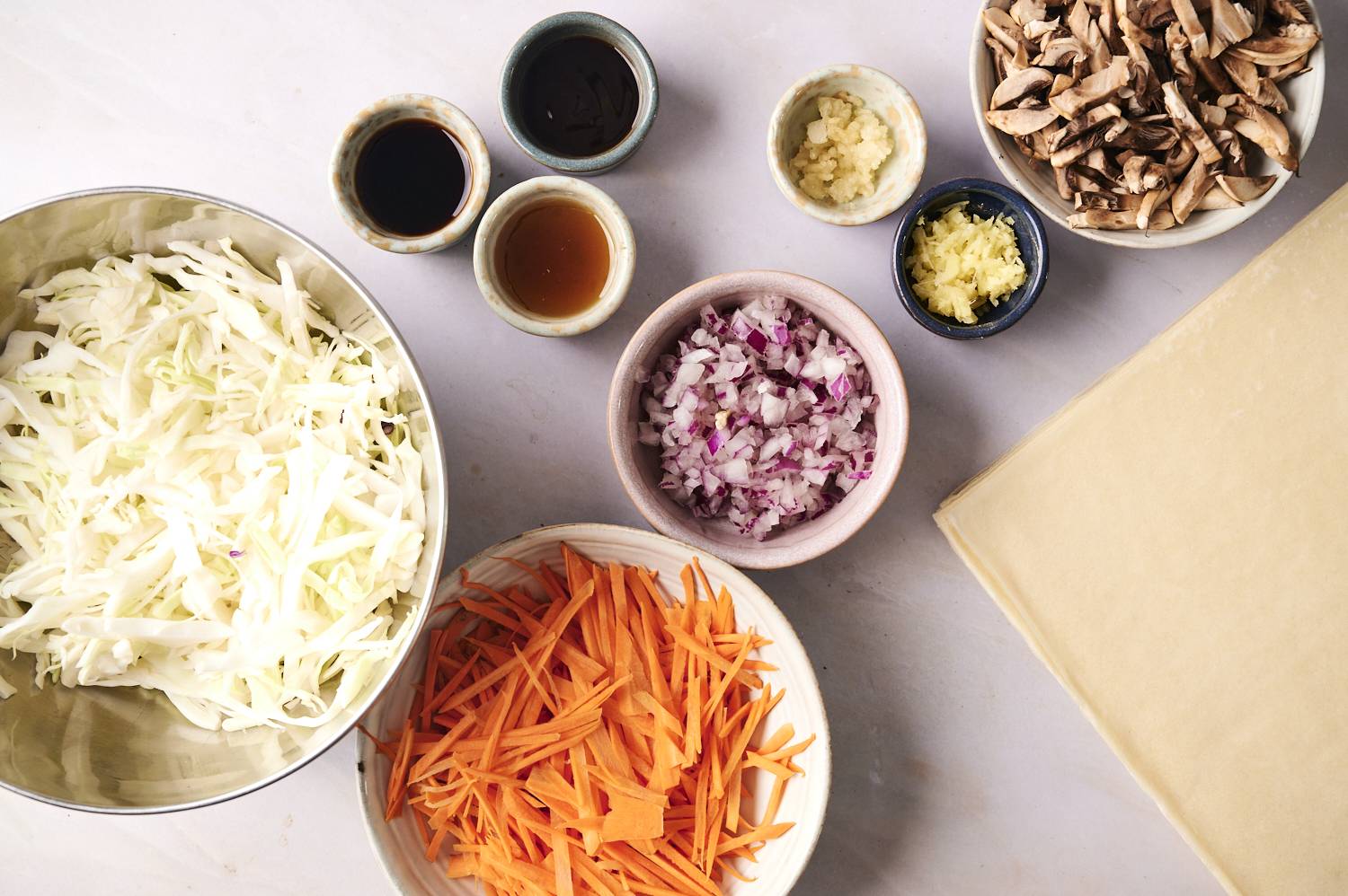 Vegetable ingredients for egg rolls