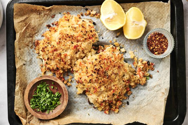 Baked Stuffed Haddock (Seafood Stuffing) - Slender Kitchen