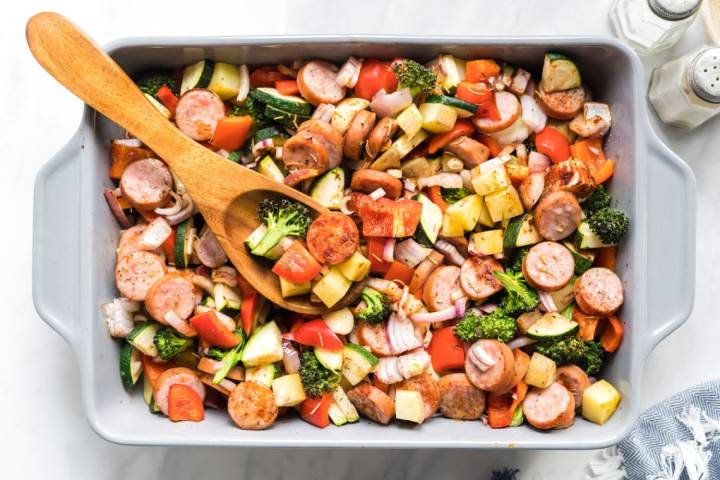 Grilled Chicken Sausages and Vegetables Slender Kitchen